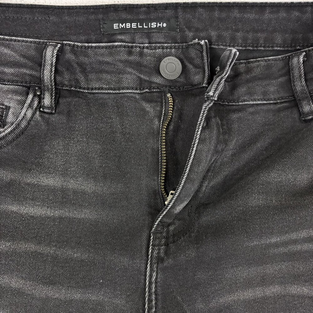 Embellish Mens Black Distressed Skinny Jeans With Colorful Patches Size 34 - Picture 13 of 16